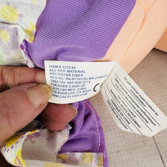 Large 24" Calplush CUTIE DOLLS Girl Purple Floral Butterfly Doll Plush W Tags - Picture 8 of 16